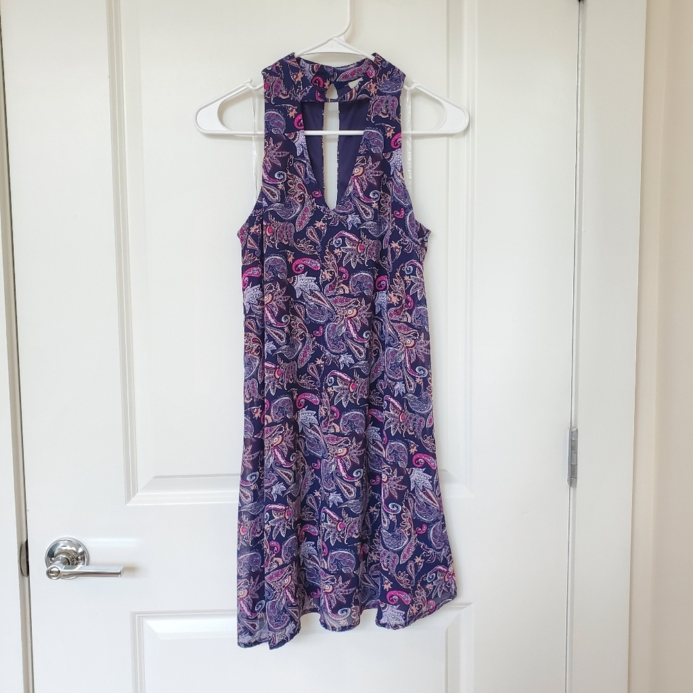 Navy/Purple Paisley Dress